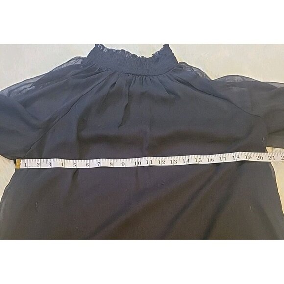Joie Women's Large Long‎ Sleeve Smocked Blouse Sheer Long Sleeves Black NWOT - Picture 10 of 12